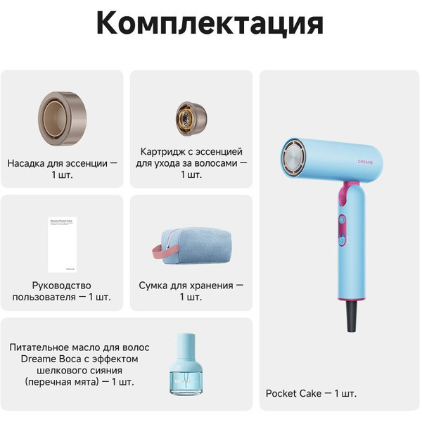 Фен Dreame Hair Dryer Pocket Cake Blue AHD51 (голубой)