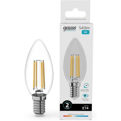 Лампочка Gauss Filament Elementary Свеча 8W 540lm 4100К Е14 32128
