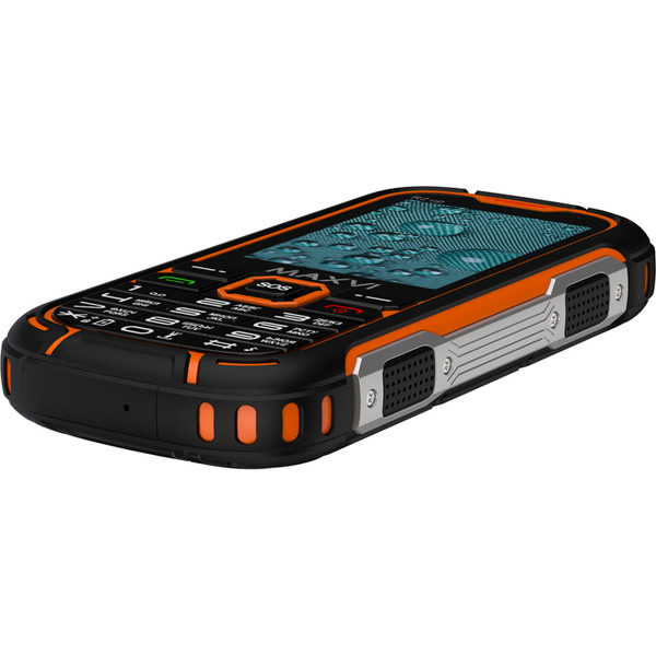 Мобильный телефон Maxvi R2 up + ЗУ WC-112 (черный/оранжевый)