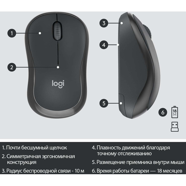 Клавиатура + мышь Logitech MK295 Silent (L920-009807)