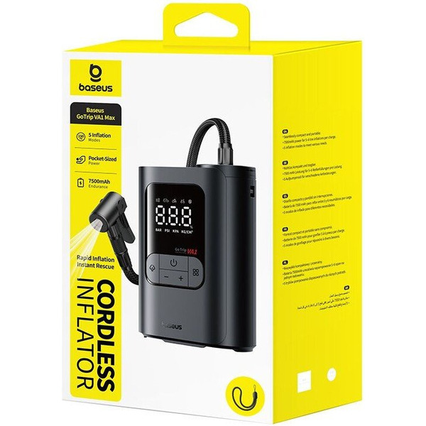 Автомобильный компрессор Baseus GoTrip VA1 Super Mini Cordless Inflator 22-Cylinder Cosmic Black C0119601