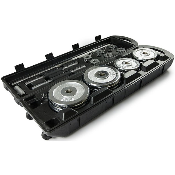 Набор хромированных гантелей и штанга AMETIST 50 кг (в чемодане)