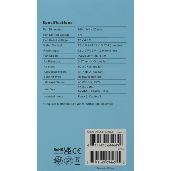 Вентилятор Thermaltake CL-F197-PL14BU-A