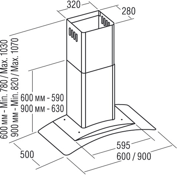 Вытяжка САТА GAMMA VL3 900 GLASS INOX