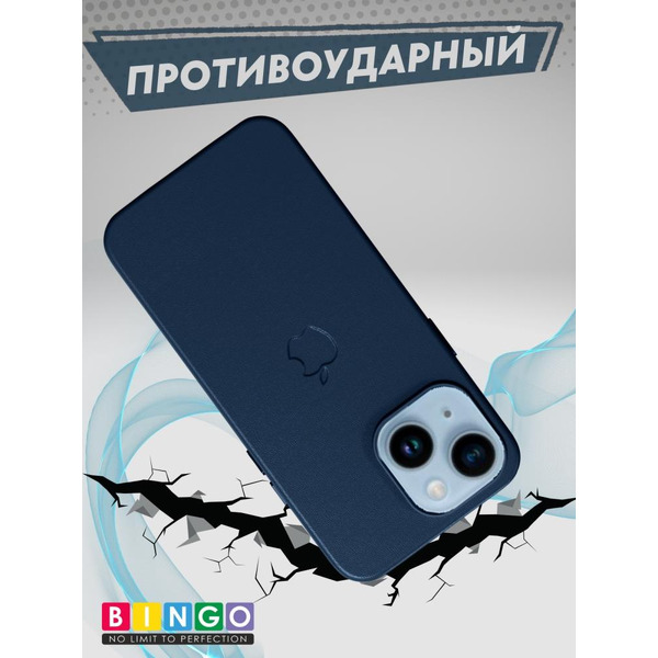 Бампер Bingo Leather Magsafe для APPLE iPhone 16 Plus Синий