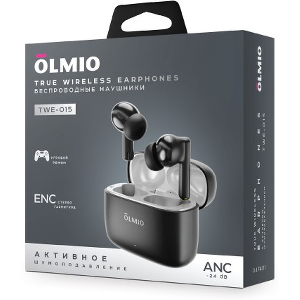 Беспроводные наушники Olmio TWE-15 (черный)