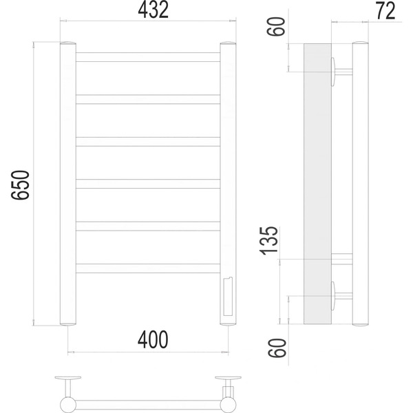 Полотенцесушитель TERMINUS Аврора П6 400x650 нп электро (хром)