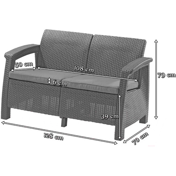 Диван садовый Keter Corfu II Love Seat 258946 (коричневый)