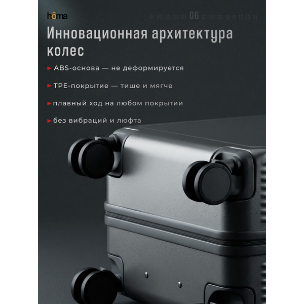 Чемодан на колесах Homa СHMD-S-GR (S) c чехлом