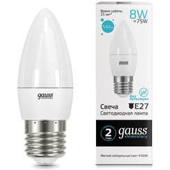 Лампа GAUSS LED Elementary Candle 8W E27 4100K (33228)