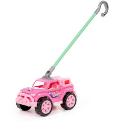 Автомобиль-каталка Полесье Легионер с ручкой (розовый) 63905