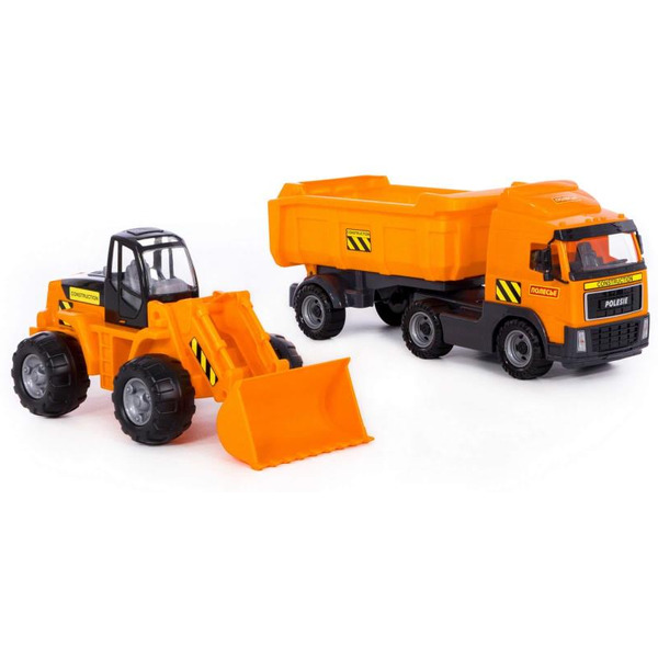 Автомобиль-самосвал с полуприцепом + трактор-погрузчик Полесье 0384 (в коробке)