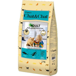 Сухой корм для кошек Chat&Chat Expert для взрослых кошек с тунцом и горохом (2кг)