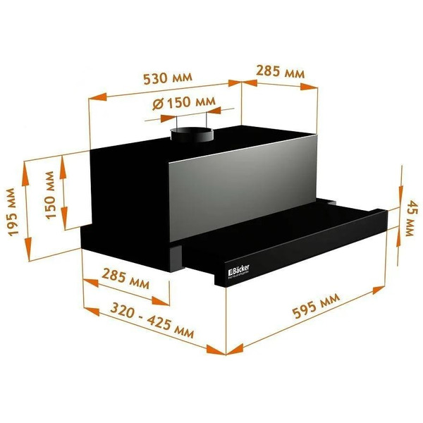 Вытяжка BACKER TH60L-15F1K-BG