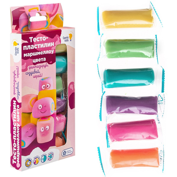 Набор для детской лепки GENIO KIDS-ART TA1089V Тесто-пластилин 6 цветов. Маршмеллоу цвета