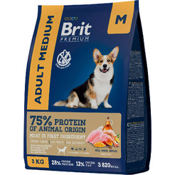 Сухой корм для собак Брит Premium Dog Adult Medium с курицей 5049950 (3кг)