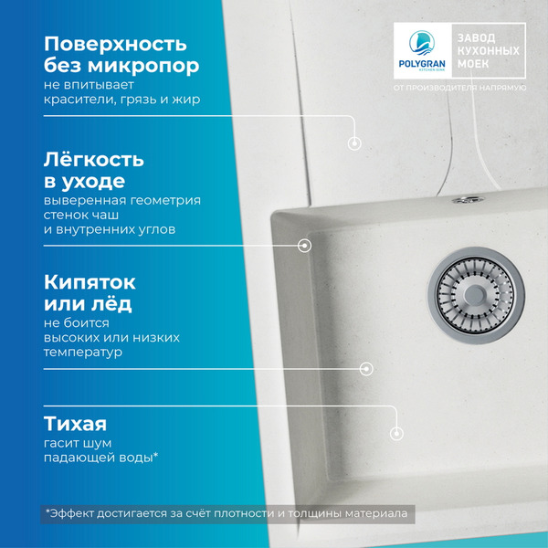 Мойка кухонная Polygran Gals 620 (белый хлопок)