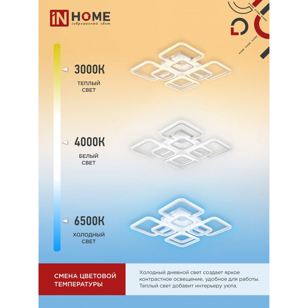 Светильник светодиодный IN HOME ELEGANT ARIS-W-BG (с)