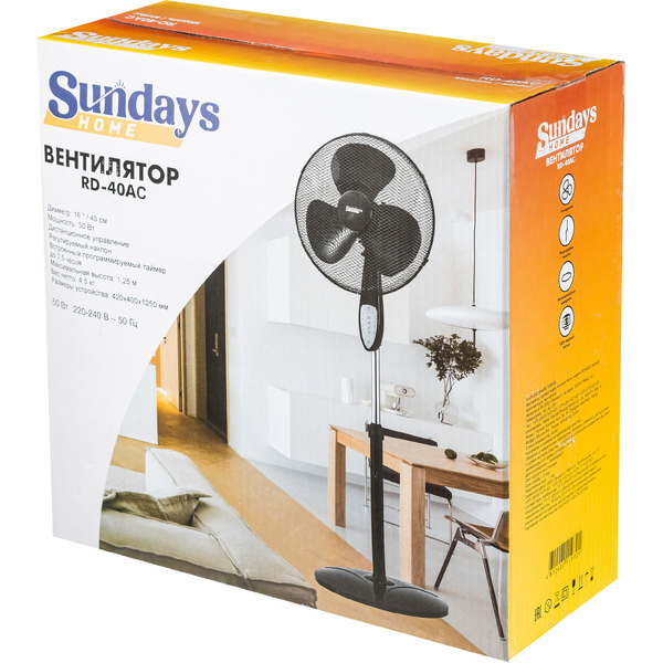 Вентилятор Sundays Home RD-40AС (черный)