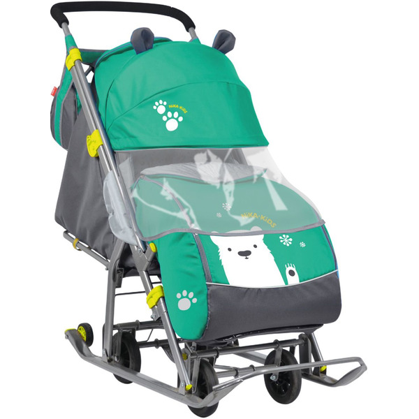 Санки-коляска НИКА Детям 7 Мишка (изумрудный)