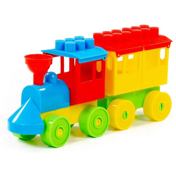 Конструктор Полесье 2037 Паровоз с одним вагоном