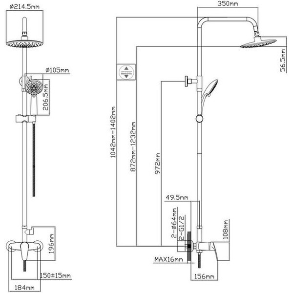 Душевая система AV Engineering AVROM16-A104-337