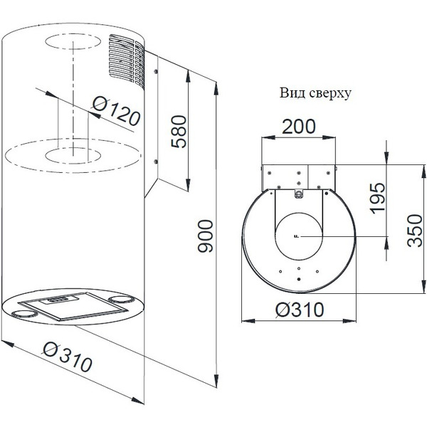 Вытяжка Weissgauff Tubus 900 PB IX