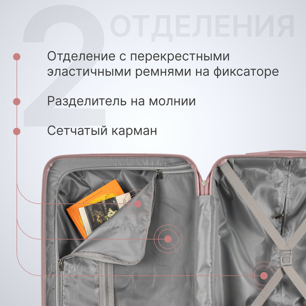Чемодан на колесах DoubleW Zuna (S, пудровый)