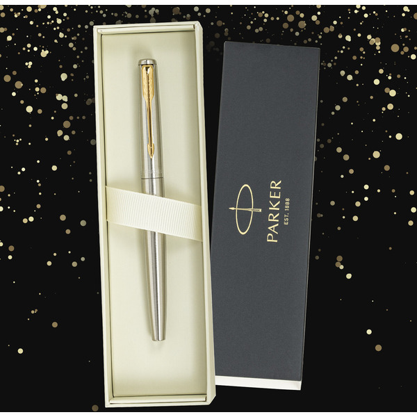 Ручка перьевая PARKER Jotter Core Stainless Steel GT (ежедневник А5 черный, пакет) 880902