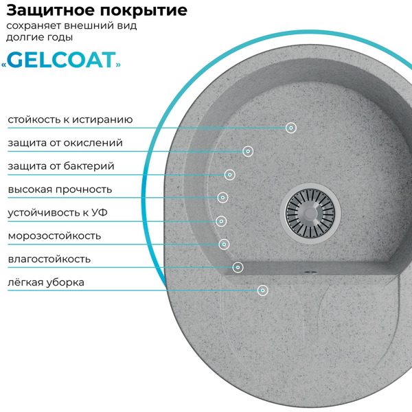 Кухонная мойка Polygran Atol 620 (светло-серый)