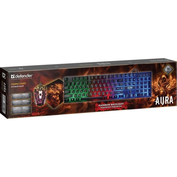 Игровой набор  Defender Aura MKP-117 (мышь+клавиатура+ковер)