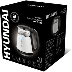 Электрический чайник Hyundai HYK-G3013 белый/черный (стекло)