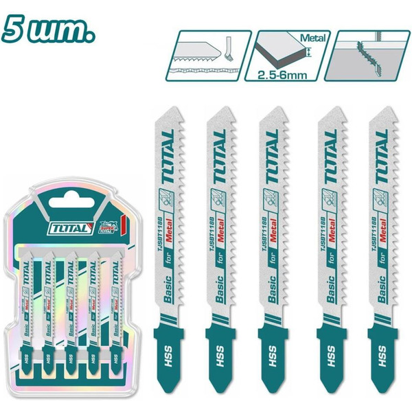 Набор пилок для лобзика TOTAL TJSBT118B (5 шт)