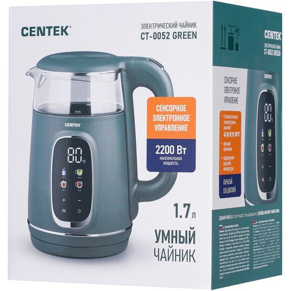 Электрический чайник CENTEK CT-0052 (зеленый)