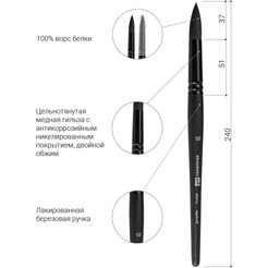 Кисть художественная профессиональная BRAUBERG Art Classic Белка 10 200916 (круглая)