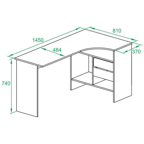 Стол Сокол СПм-25 (правый, белый)