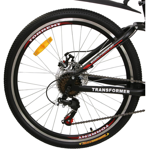 Велосипед TORRENT Transformer (рама сталь 17", внедорожный, 21 скорость, колеса 24д.) (Матовый чёрный графит, красный)