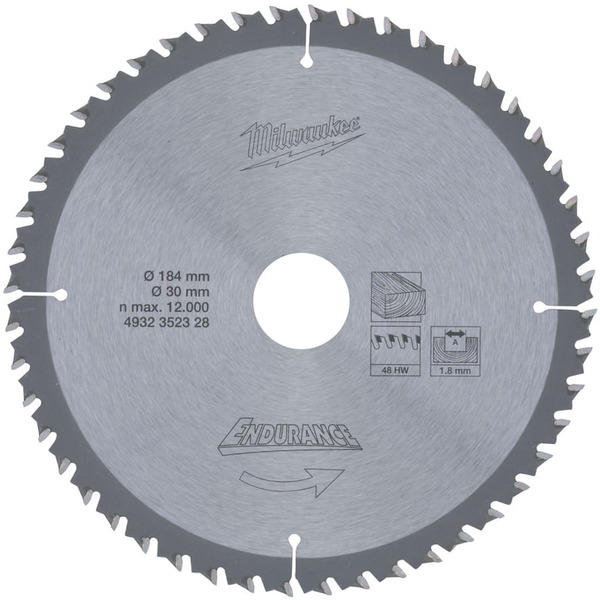 Диск пильный (по дереву) MILWAUKEE D 184х30х1.8 мм 48Z 4932352328