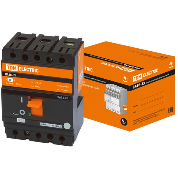 Выключатель автоматический TDM Electric ВА88-33 3Р 80А 35кА SQ0707-0010