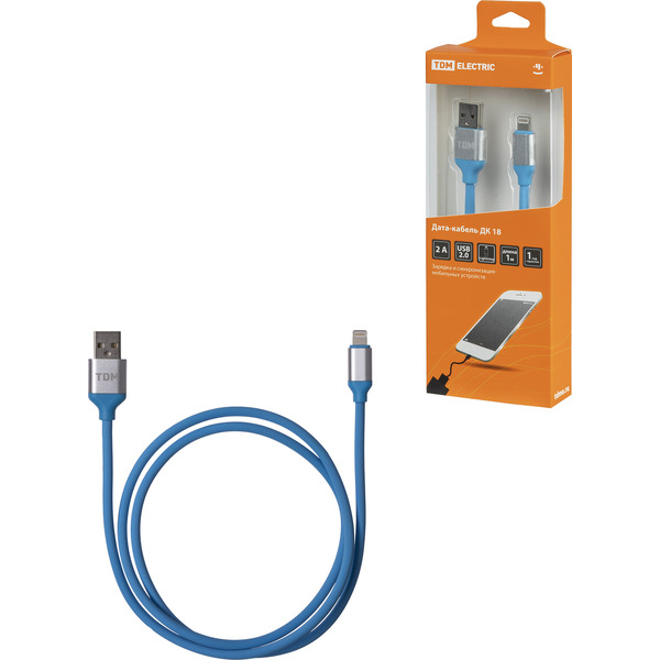 Кабель TDM Electric USB Type-A - Lightning SQ1810-0318 (1 м, синий)