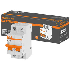 Выключатель автоматический TDM ВА 47-63 2Р 40А (C) 4.5кА SQ0218-0014