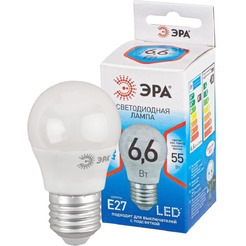 Лампа светодиодная ЭРА QX LED-6,6 Вт-P45-4000K-E27  (арт.P45-9W-840-E27 ) 10/100