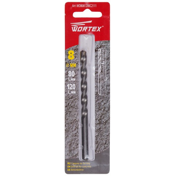 Сверло по бетону WORTEX диаметр 8.0 мм (WDB081200C2111)