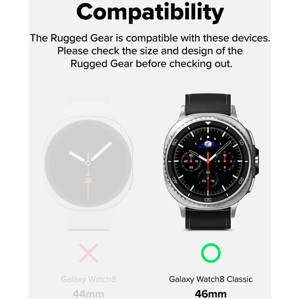 Ремешок с чехлом RINGKE Rugged Gear для Galaxy Watch 8 Classic 46mm BLACK