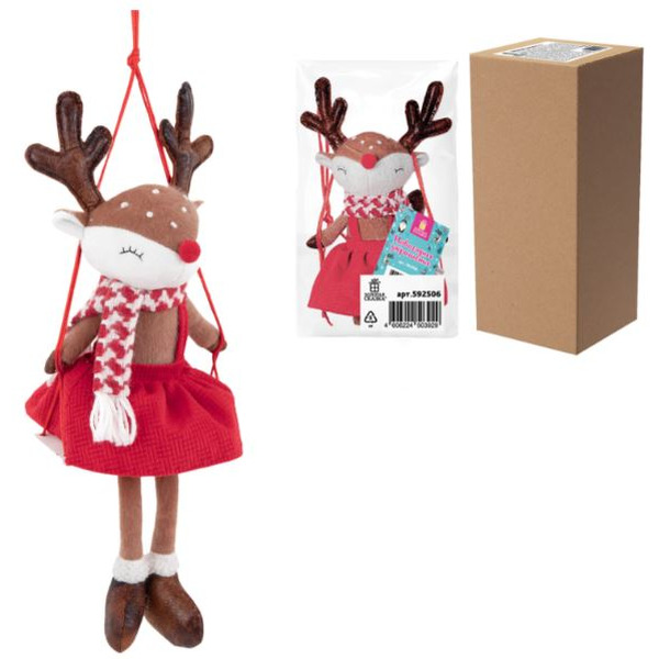 Новогоднее украшение Золотая сказка Оленёнок на качелях 592506