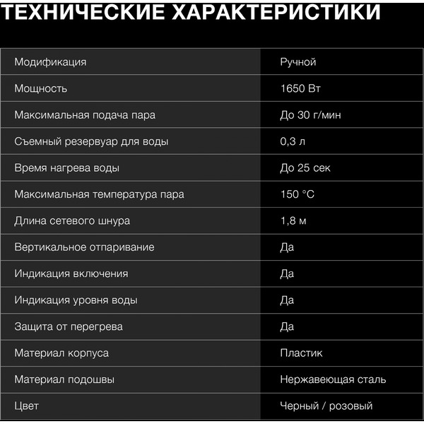 Отпариватель ручной Hyundai H-HS02127 (черный/розовый)