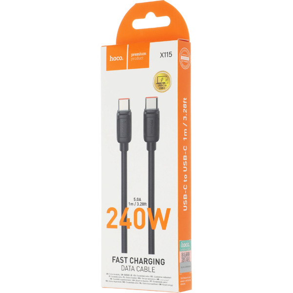 Кабель Hoco X115 Surpass USB-C to USB-C (черный)