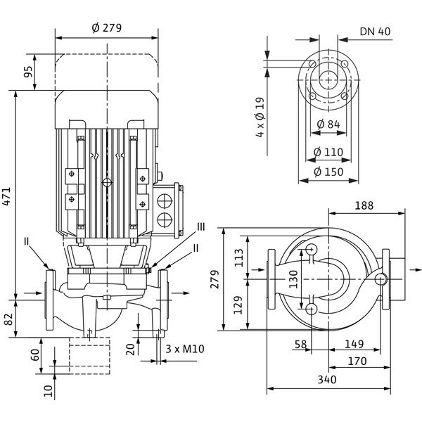 Насос одноступенчатый центробежный WILO IPL40/175-5,5/2 (2121206)