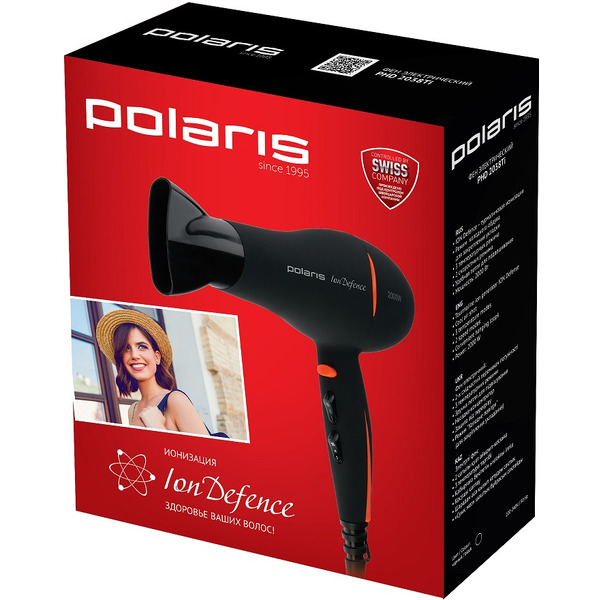 Фен POLARIS PHD2038Ti (черный/оранжевый)
