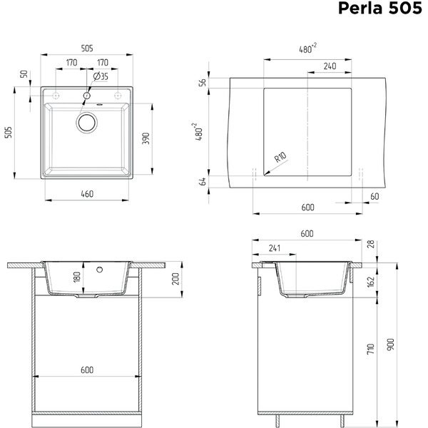 Кухонная мойка MAUNFELD Perla 505 MFQS-505B